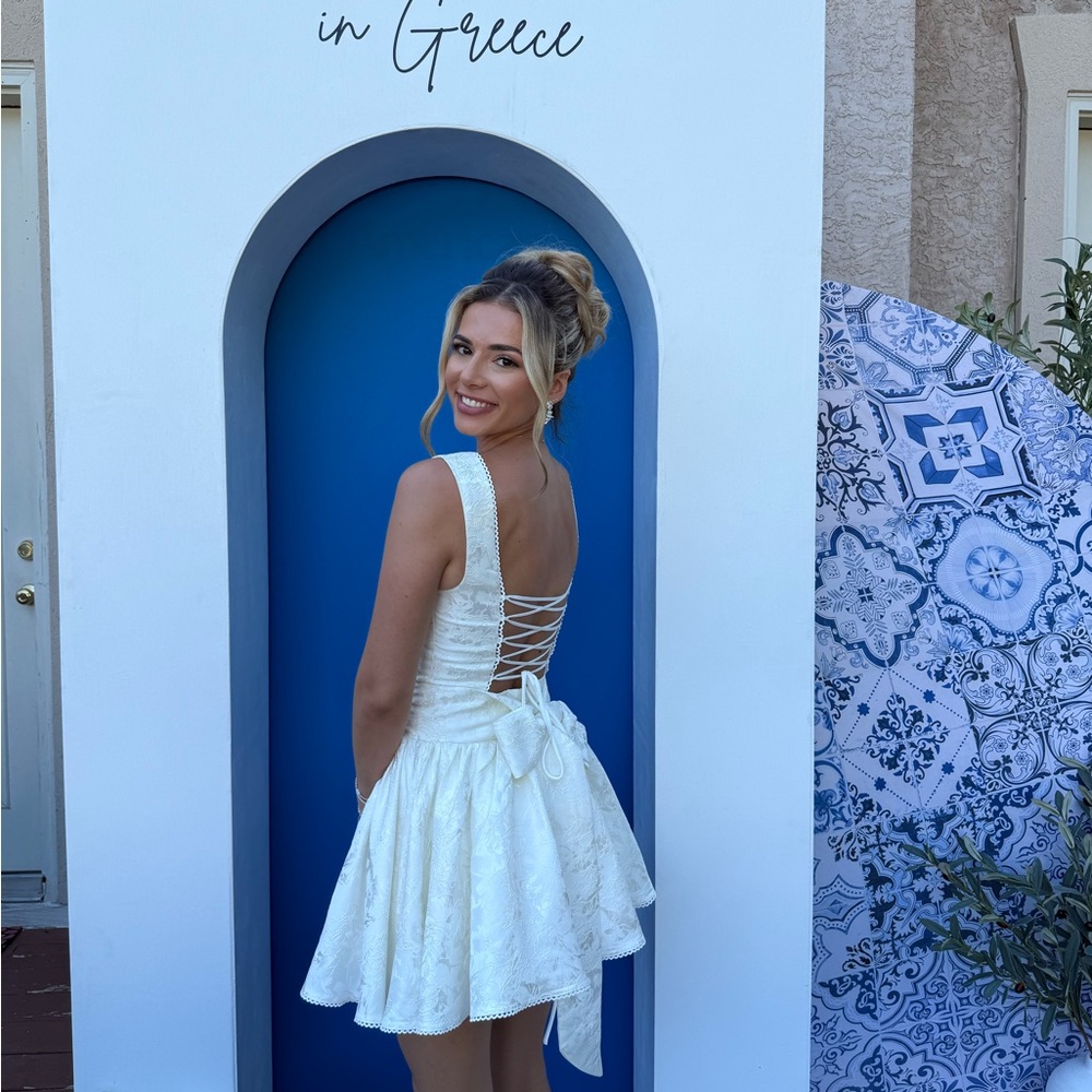 Chic Cream Lace Mini Dress - Picture 3 of 7